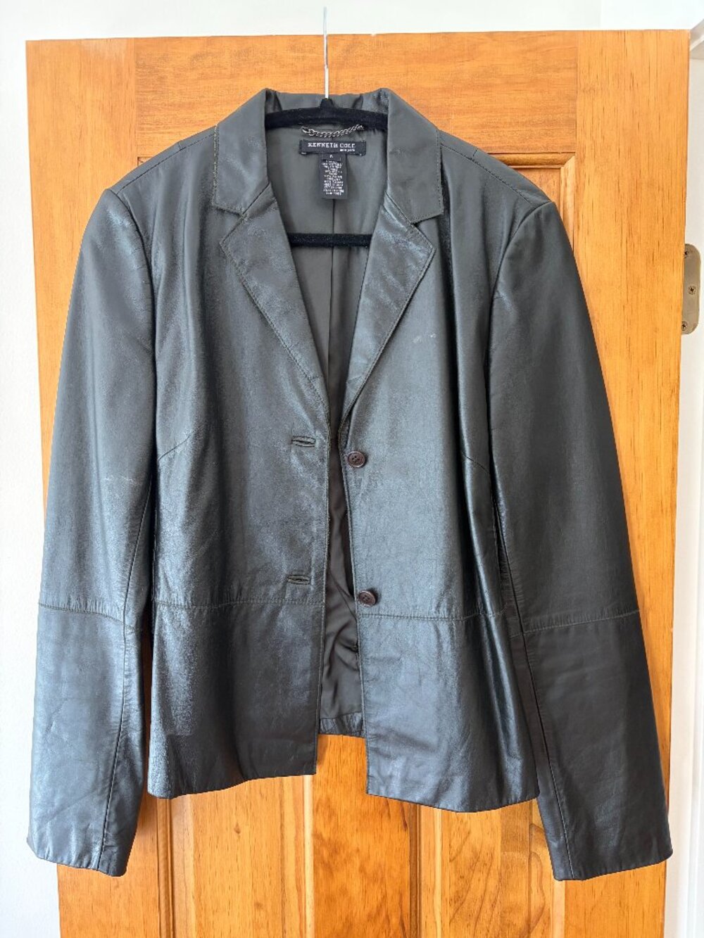 90s/Y2K Kenneth Cole Black 100% Genuine Leather Jacket Women’s Size Small